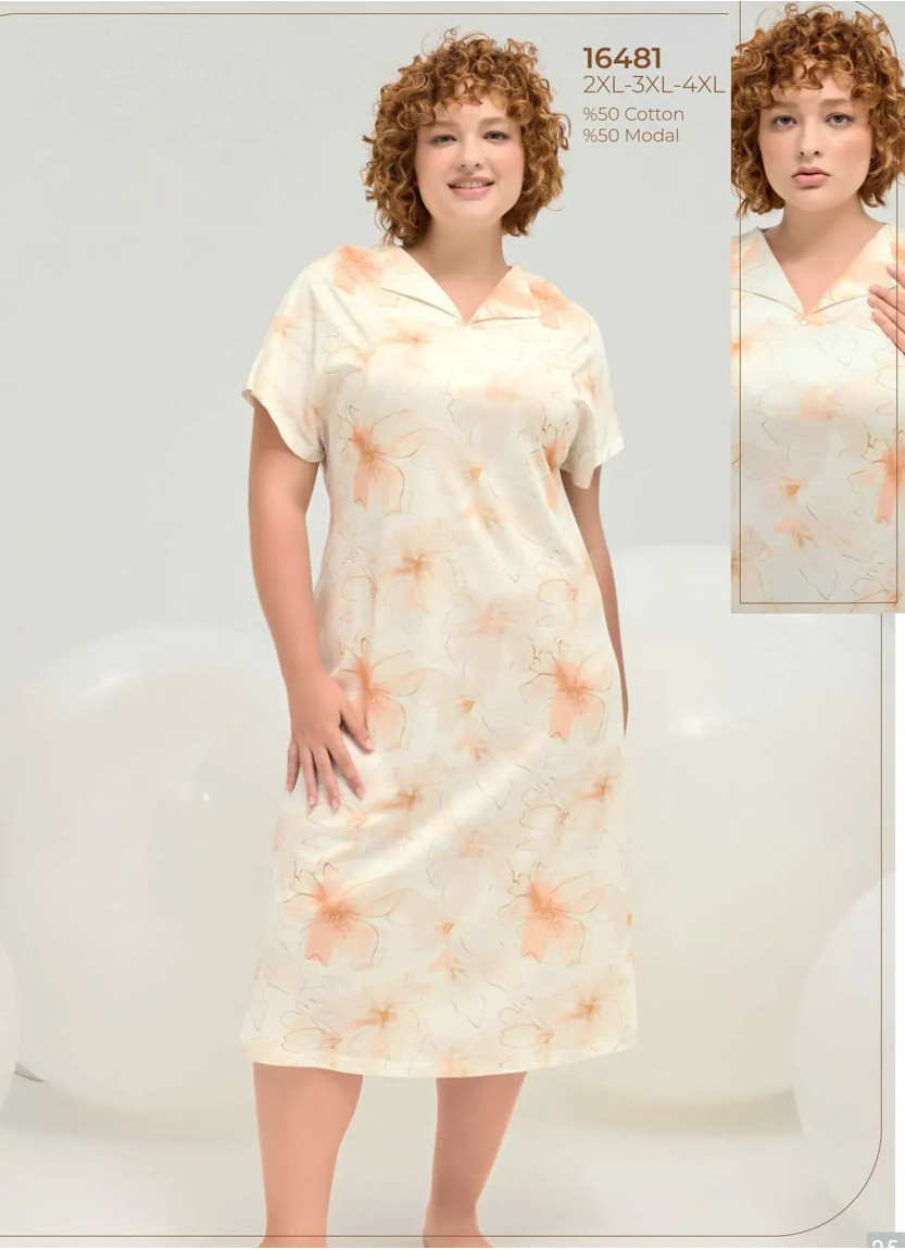 Женский Ночная Сорочка 2XL+3XL+4XL Sevim 16481 — оптовая поставка из Турции