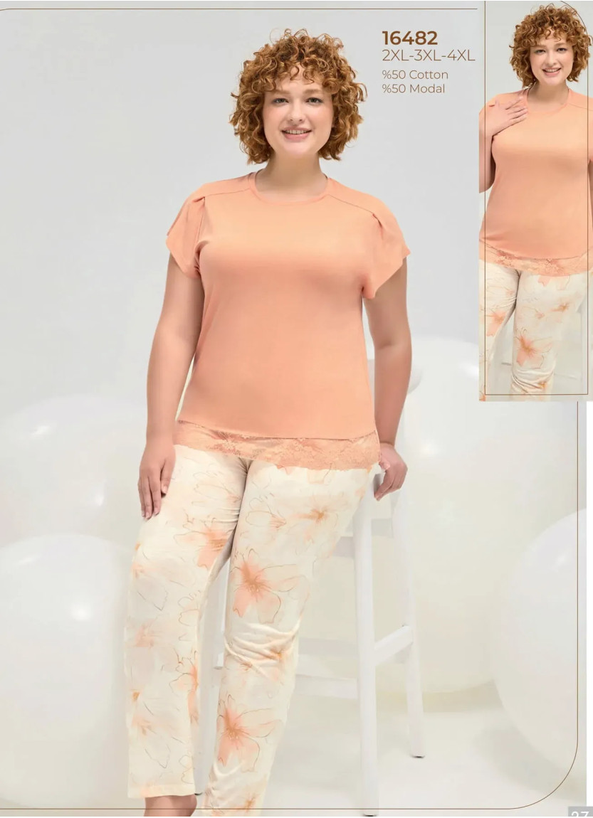 Женский Пижамный Комплект 2XL+3XL+4XL Sevim 16482 — турецкий текстиль оптом