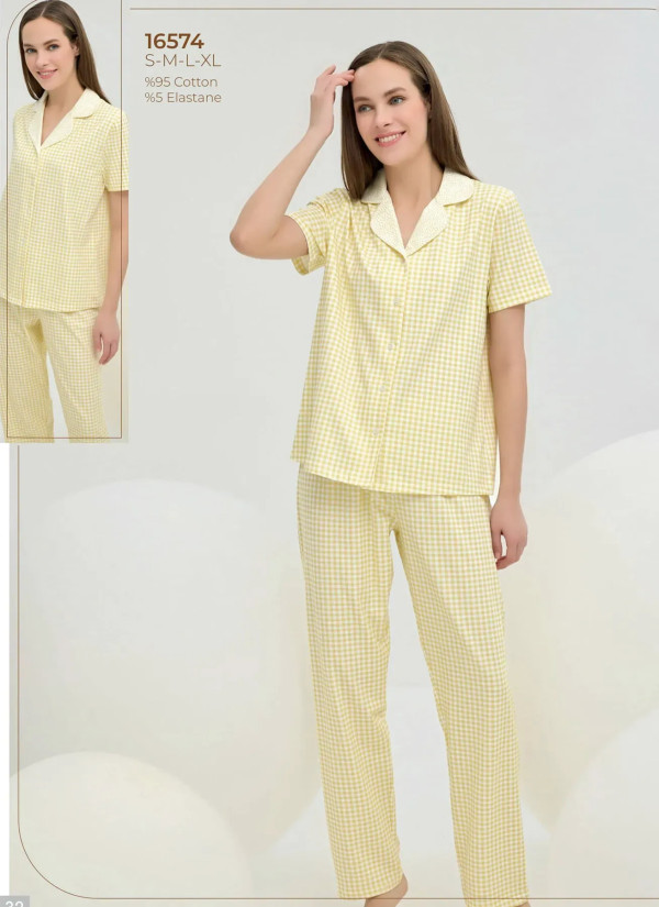 Women's Pajama Set with Button-Down (S+M+L+XL) Sevim 16574 — direct Turkish factory supply