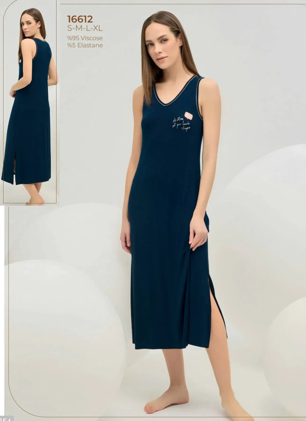 Women's Long Nightdress with Print (S+M+L+XL) Sevim 16612 — Turkish textile wholesale