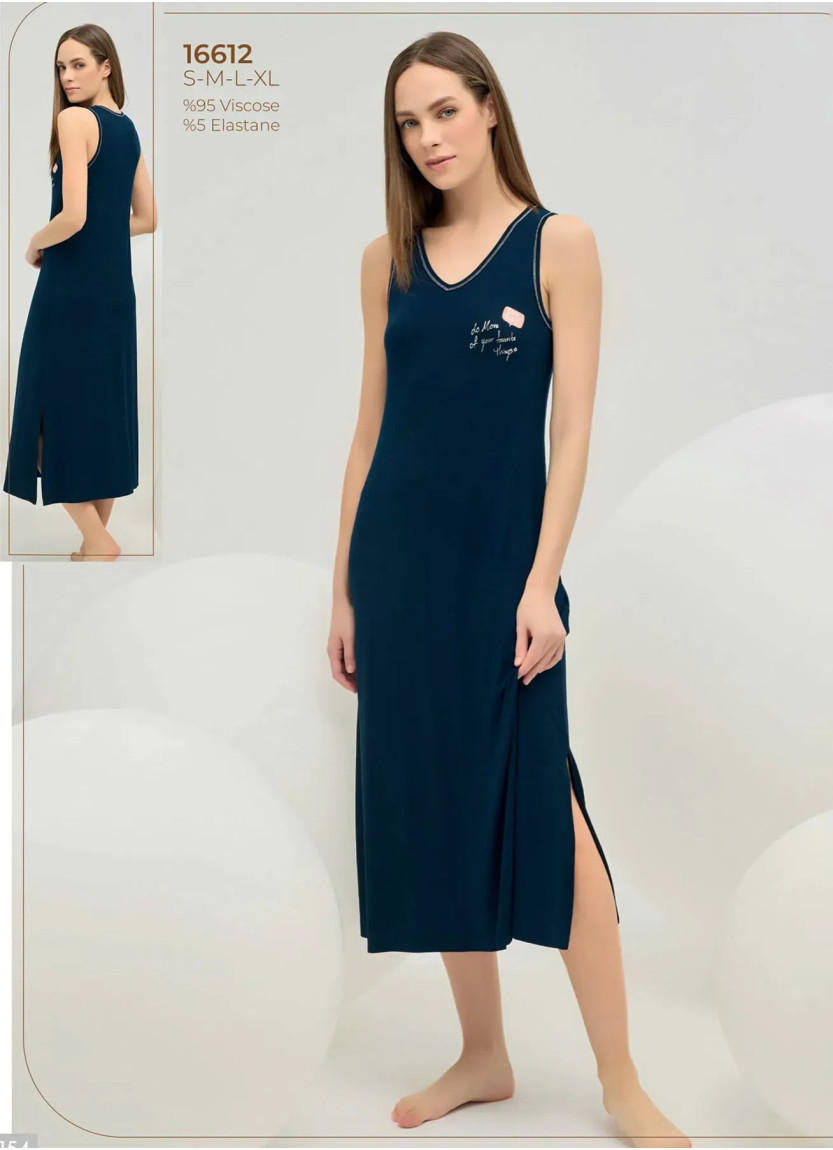 Women's Long Nightdress with Print (S+M+L+XL) Sevim 16612 — Turkish textile wholesale