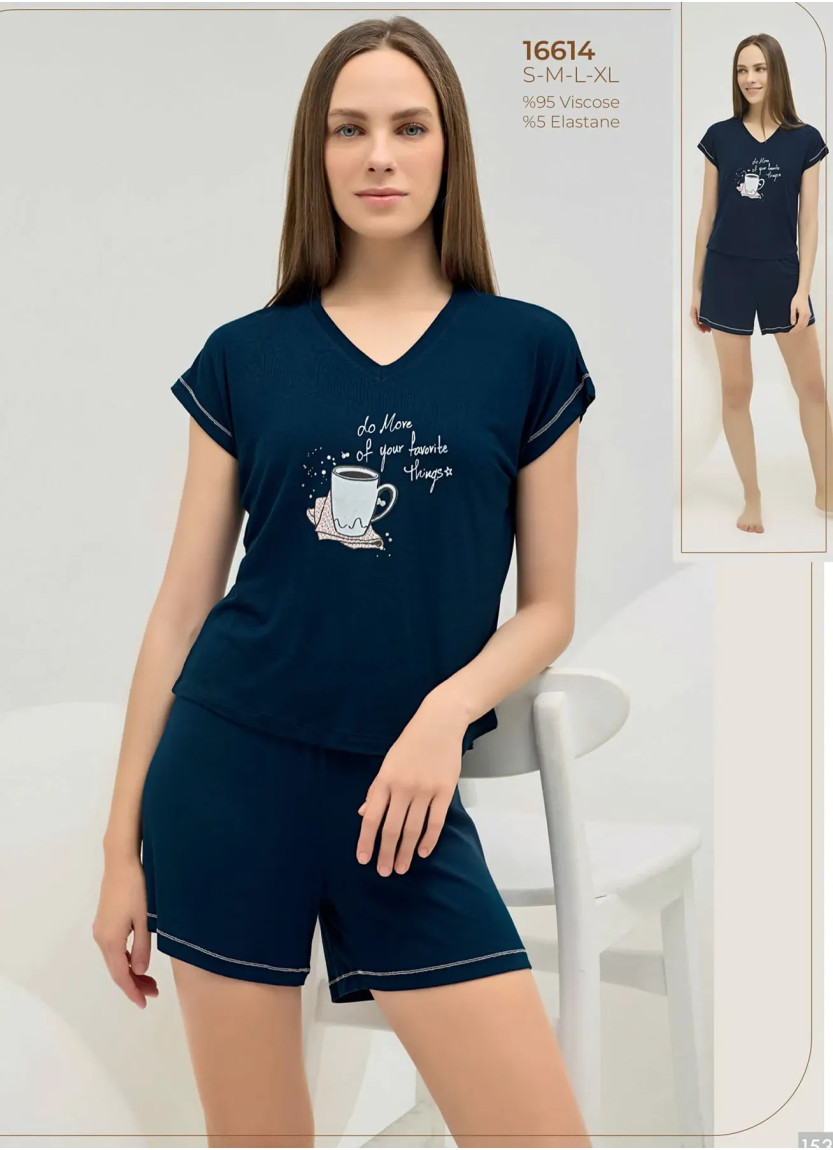 Женский Комплект с Шортами с Принтом S+M+L+XL Sevim 16614 — купить оптом из Турции