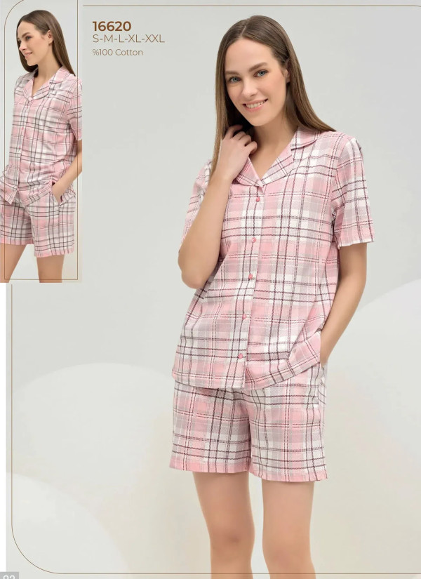 Women's Shorts Set with Button-Down (S+M+L+XL+2XL) Sevim 16620 — Turkish textile wholesale
