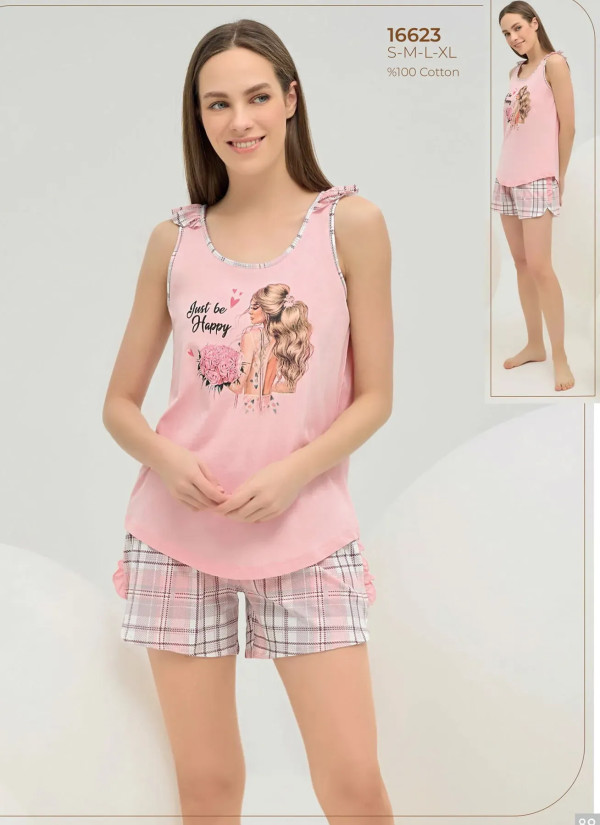 Women's Shorts Set with Print (S+M+L+XL) Sevim 16623 — direct Turkish factory supply