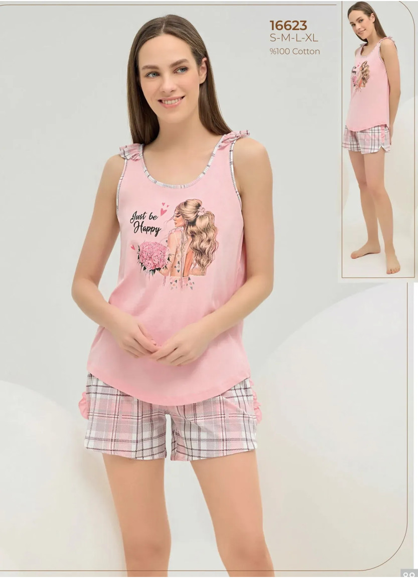 Women's Shorts Set with Print (S+M+L+XL) Sevim 16623 — direct Turkish factory supply