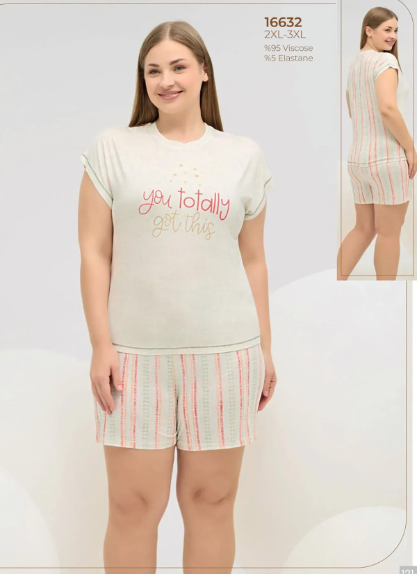 Women's Shorts Set with Print Plus-Size Sizes (2XL+3XL) Sevim 16632 — Turkish textile wholesale