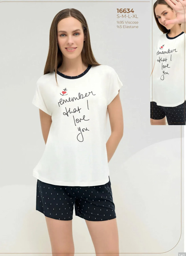 Women's Shorts Set with Print (S+M+L+XL) Sevim 16634 — wholesale from Turkey