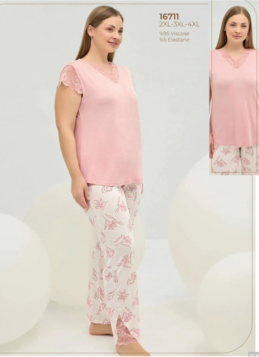 Женский Пижамный Комплект 2XL+3XL+4XL Sevim 16711 — оптом для магазинов и бутиков