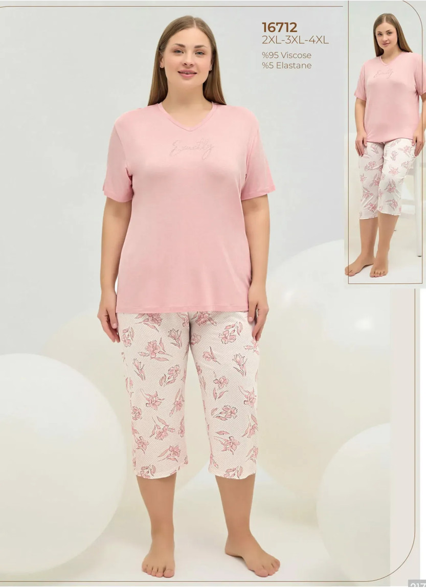 Женский Пижамный Комплект 2XL+3XL+4XL Sevim 16712 — купить оптом из Турции