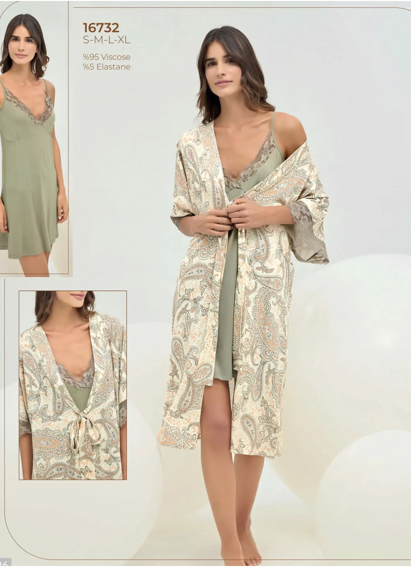 Женский Комплект с Халатом S+M+L+XL Sevim 16732 — оптом для магазинов и бутиков