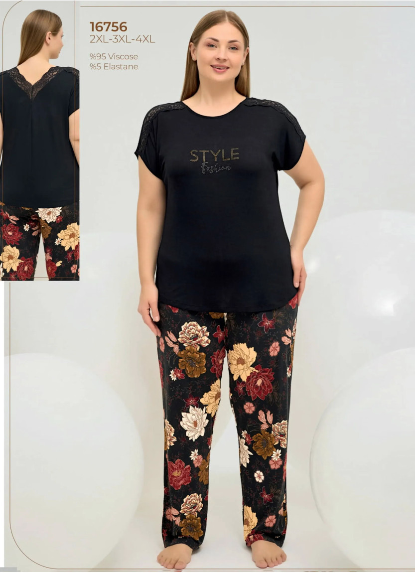 Women's Pajama Set (2XL+3XL+4XL) Sevim 16756 — direct Turkish factory supply