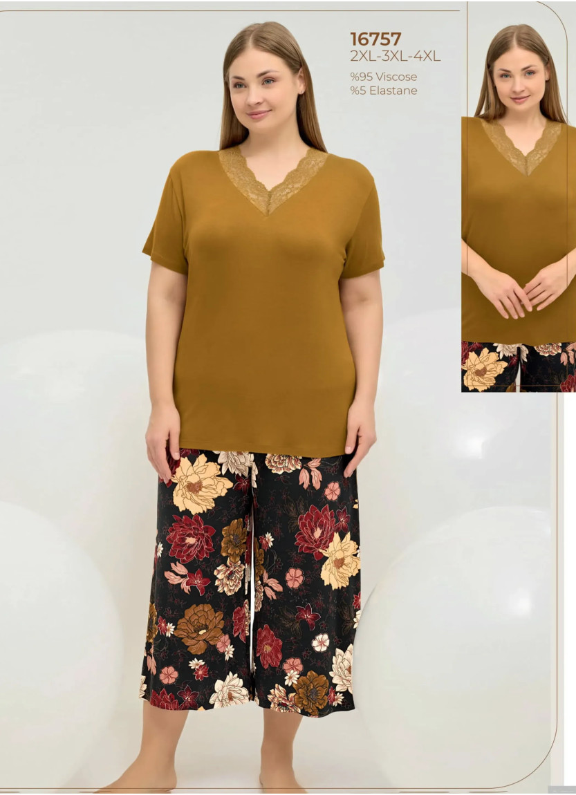 Женский Пижамный Комплект 2XL+3XL+4XL Sevim 16757 — купить оптом из Турции
