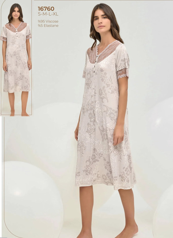 Women's Nightdress (S+M+L+XL) Sevim 16760 — Turkish textile wholesale