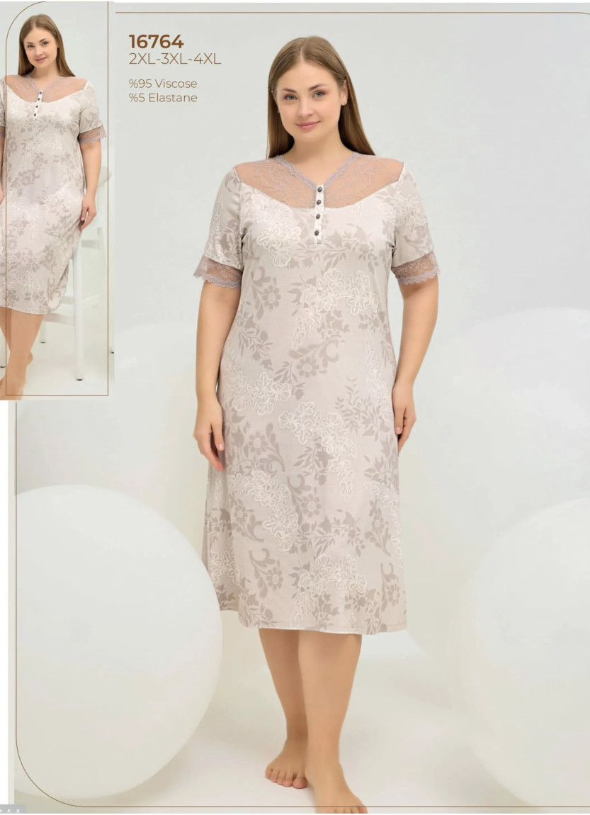 Женский Ночная Сорочка 2XL+3XL+4XL Sevim 16764 — оптом для магазинов и бутиков
