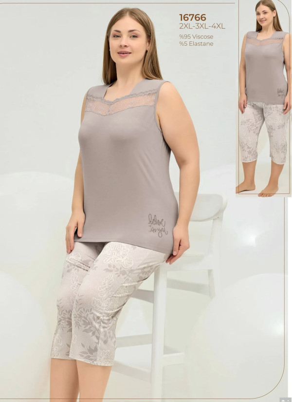 Women's Pajama Set (2XL+3XL+4XL) Sevim 16766 — factory-direct from Turkey