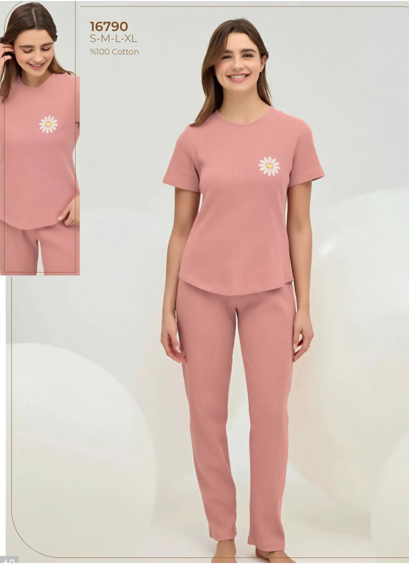 Women's Pajama Set with Embroidery (S+M+L+XL) Sevim 16790 — direct Turkish factory supply