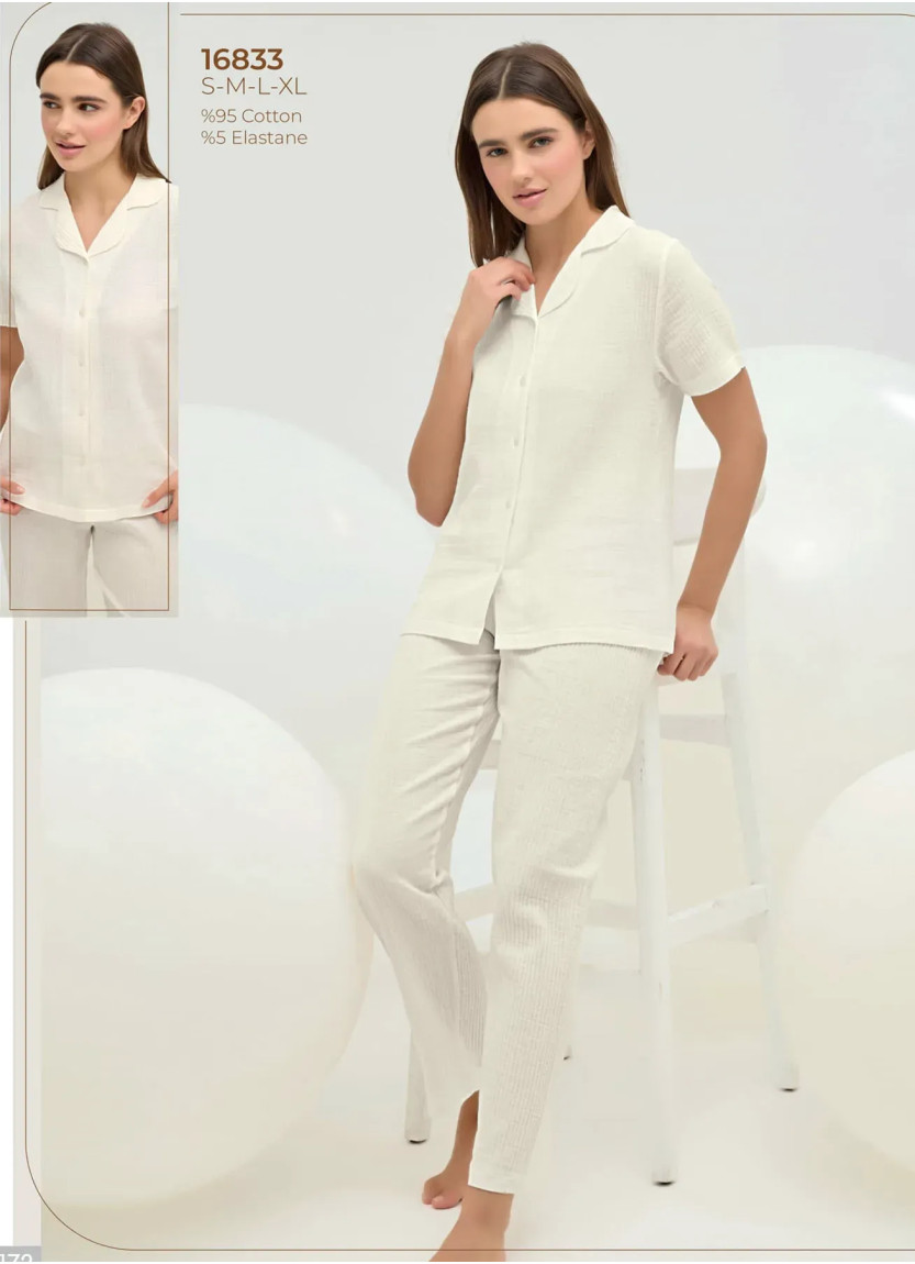 Women's Pajama Set with Button-Down (S+M+L+XL) Sevim 16833 — Istanbul wholesale supplier