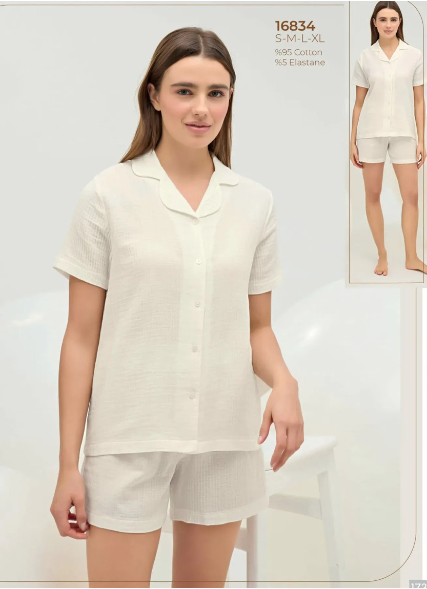 Women's Shorts Set with Button-Down (S+M+L+XL) Sevim 16834 — wholesale for boutiques