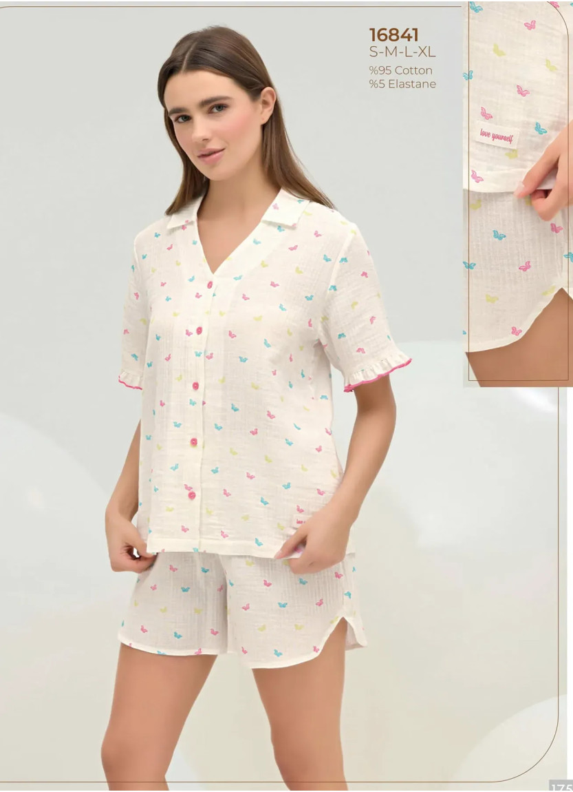 Women's Shorts Set with Button-Down (S+M+L+XL) Sevim 16841 — Turkey wholesale collection