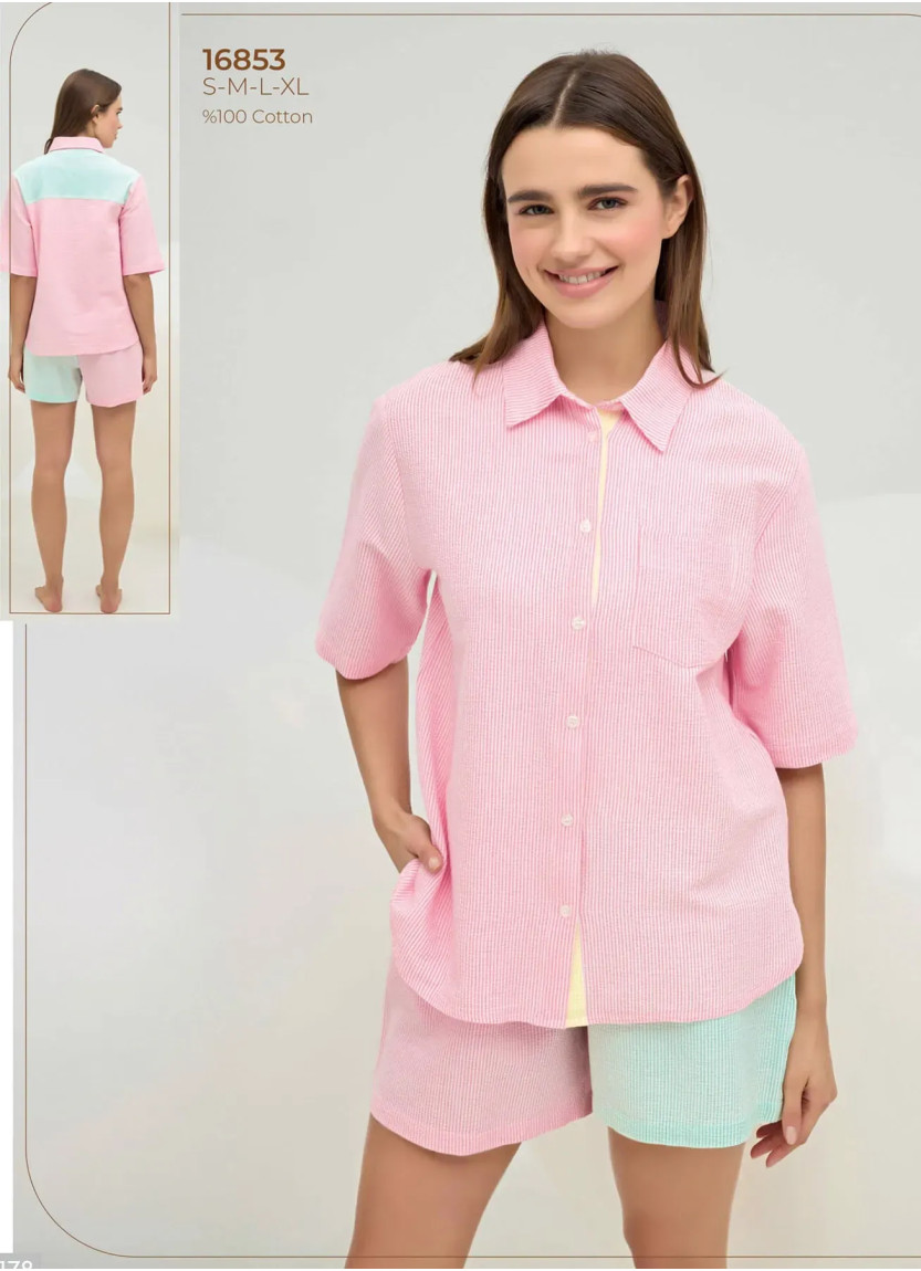 Women's Shorts Set with Button-Down (S+M+L+XL) Sevim 16853 — Turkey wholesale collection
