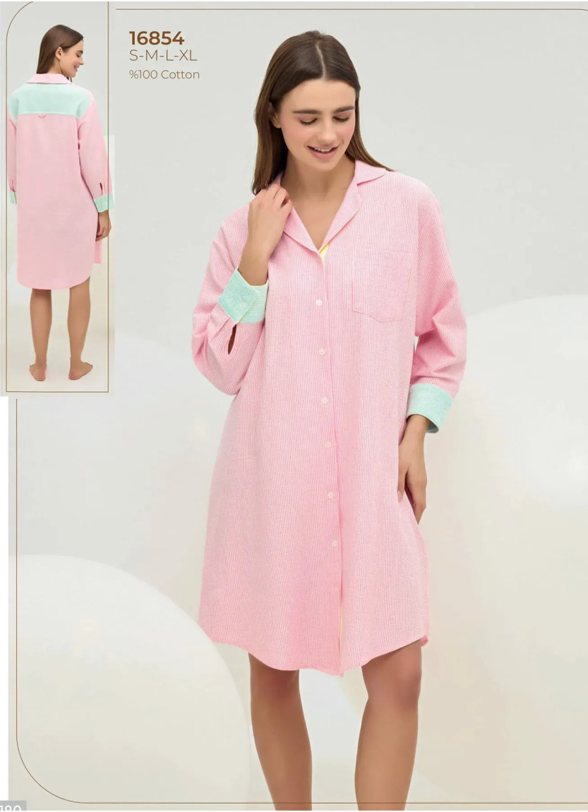 Женское Платье-Рубашка S+M+L+XL Sevim 16854 — оптом от турецкой фабрики
