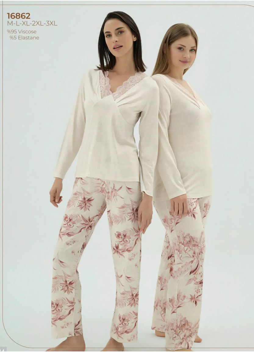 Женский Пижамный Комплект M+L+XL+2XL+3XL Sevim 16862 — фабричная коллекция оптом