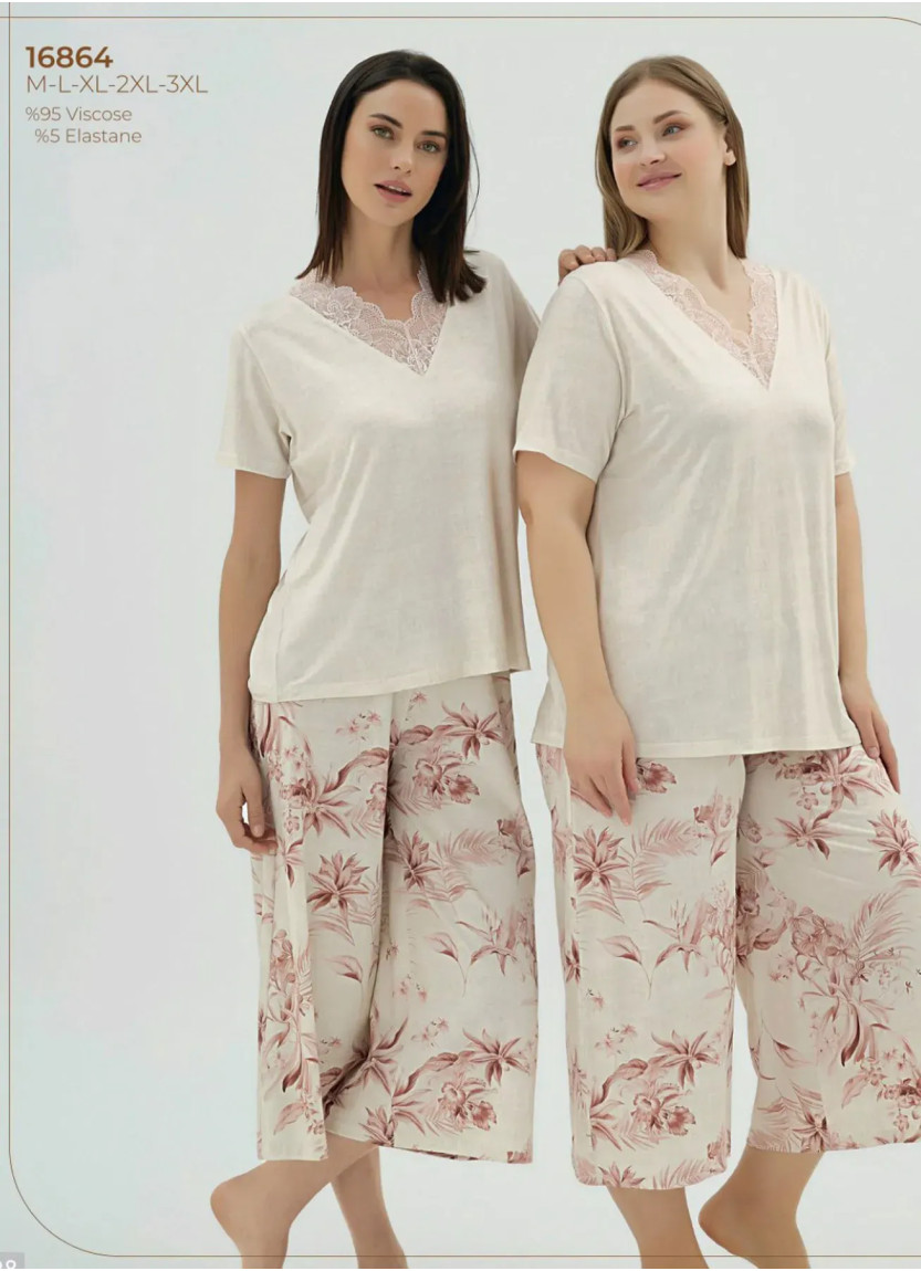 Женский Пижамный Комплект M+L+XL+2XL+3XL Sevim 16864 — оптом от турецкой фабрики
