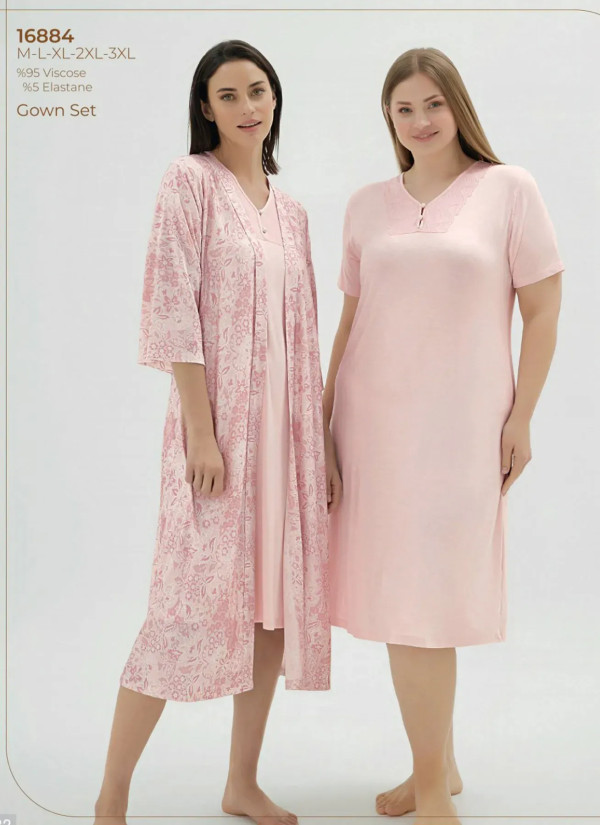 Women's Set with Robe (M+L+XL+2XL+3XL) Sevim 16884 — Istanbul wholesale supplier