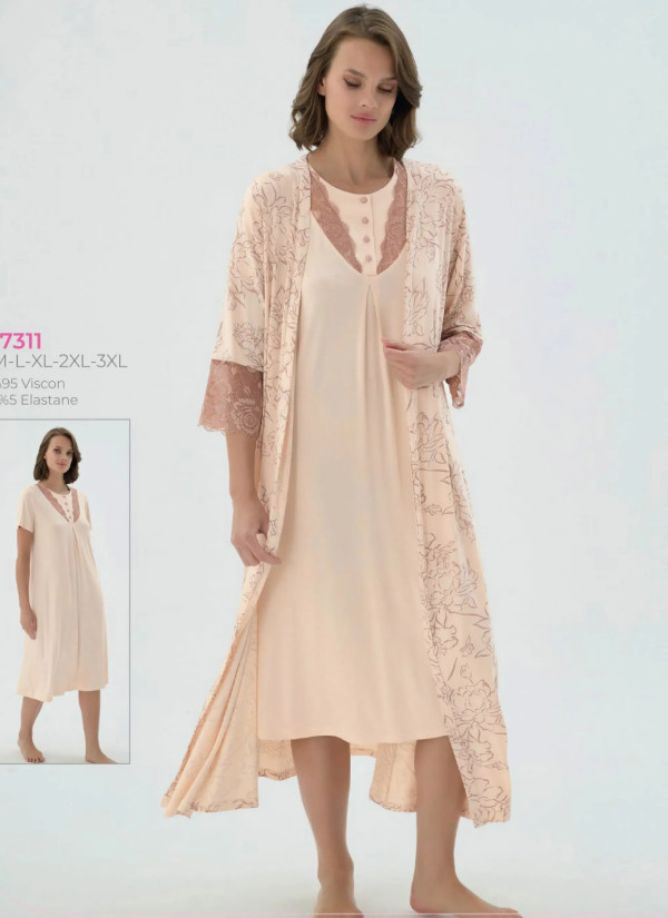 Women's Set with Robe (M+L+XL+2XL+3XL) Sevim 17311 — Turkish factory wholesale