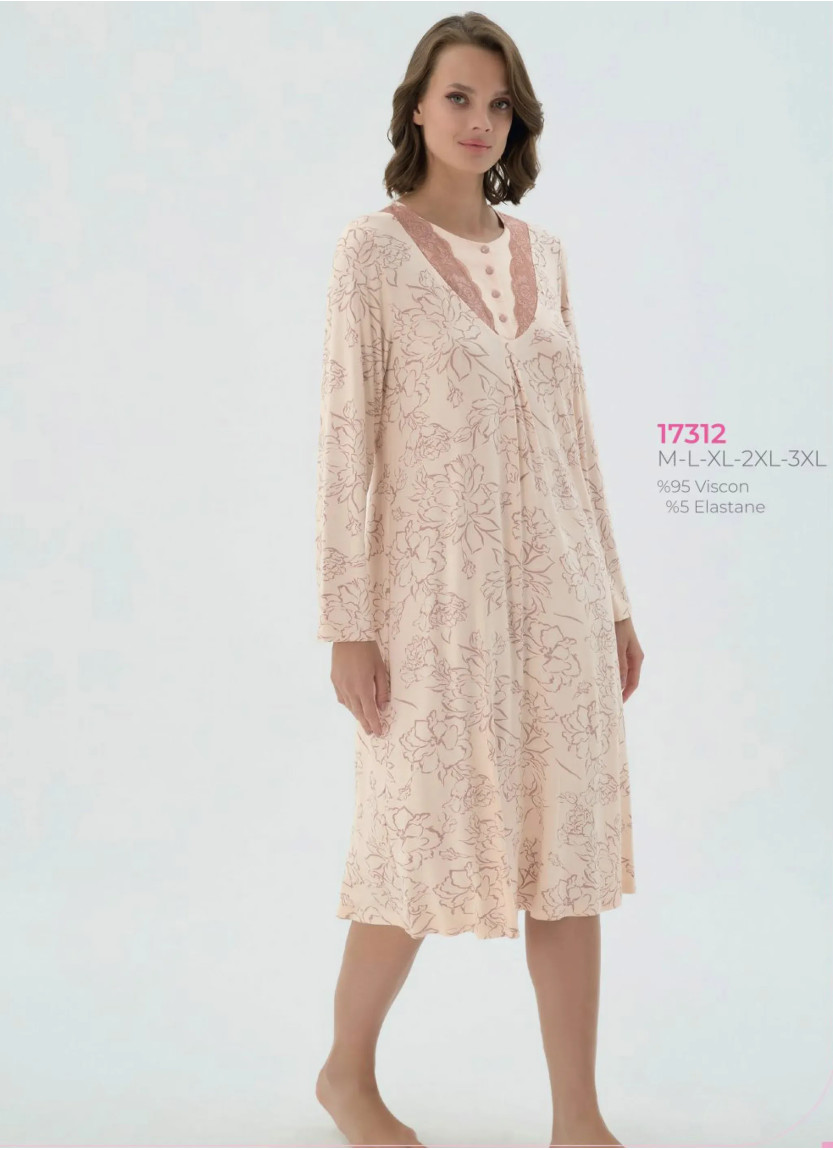 Женский Ночная Сорочка M+L+XL+2XL+3XL Sevim 17312 — купить оптом со Стамбула
