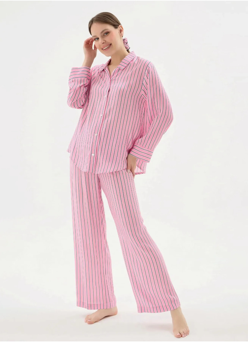 Женский Пижамный Комплект на Пуговицах S+M+L+XL+2XL Sevim 17542 — купить оптом из Турции