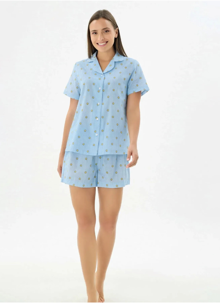 Women's Shorts Set with Button-Down (S+M+L+XL) Sevim 17548 — factory-direct from Turkey