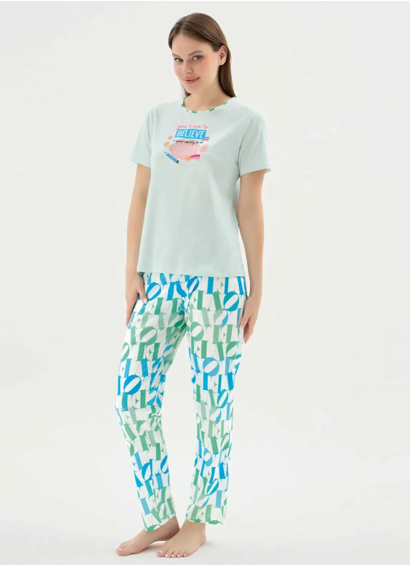 Women's Pajama Set with Print (S+M+L+XL) Sevim 17550 — direct Turkish factory supply