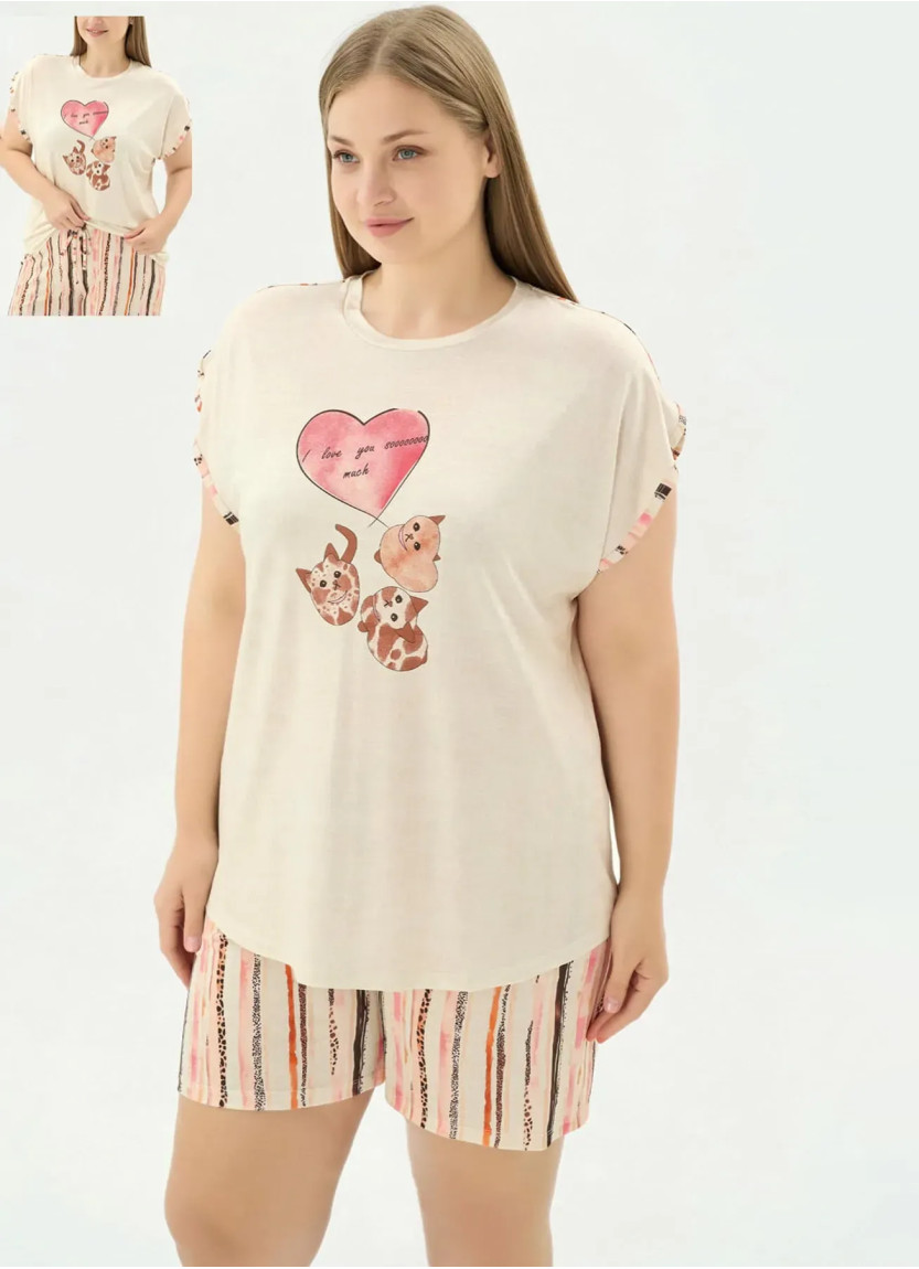 Women's Shorts Set with Print Plus-Size Sizes (2XL+3XL+4XL) Sevim 17645 — Istanbul wholesale supplier