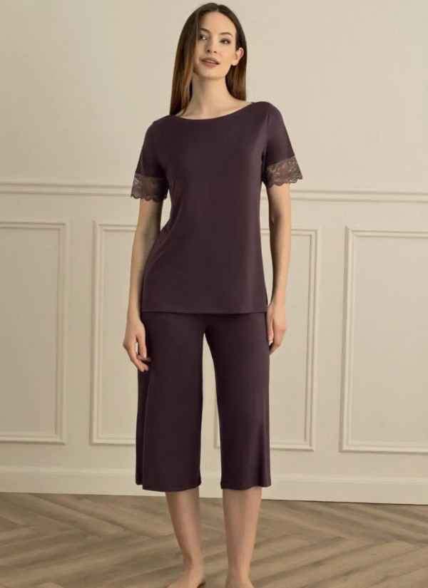 Women's Pajama Set with Capri Pants (S+M+L+XL) Sevim 18201 — Turkey wholesale collection