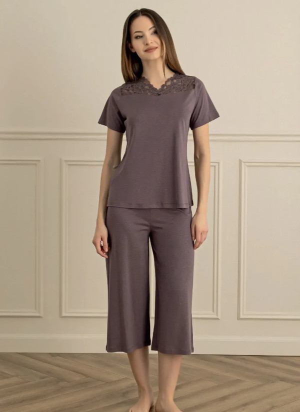 Women's Pajama Set with Capri Pants (S+M+L+XL) Sevim 18214 — Turkish factory wholesale