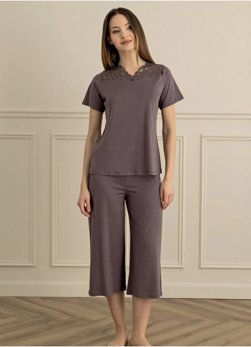Women's Pajama Set with Capri Pants (S+M+L+XL) Sevim 18214 — Turkish factory wholesale
