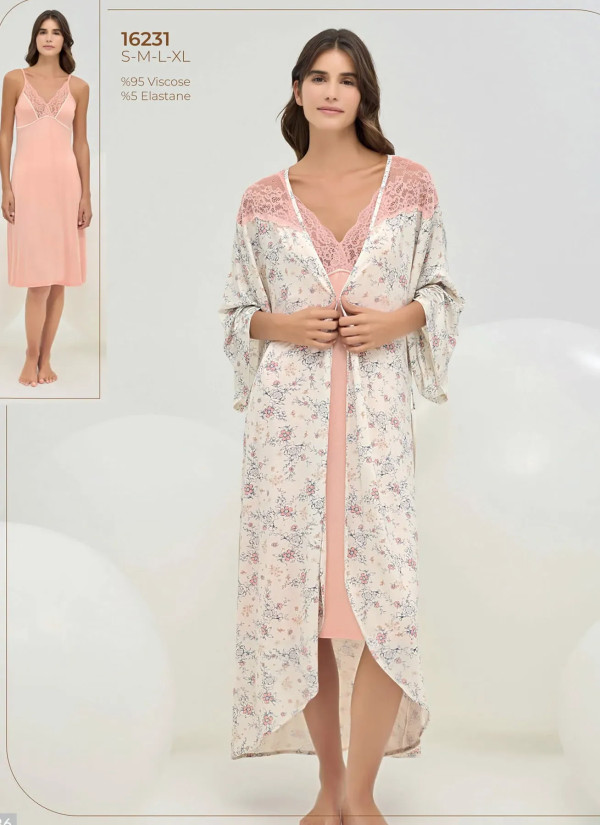Women's Set with Robe (S+M+L+XL) Sevim 16231 — Turkish textile wholesale