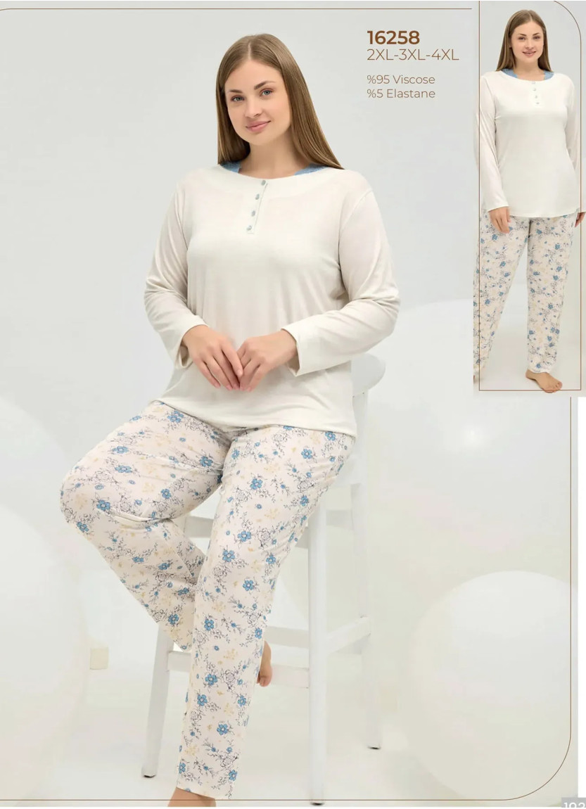 Женский Пижамный Комплект 2XL+3XL+4XL Sevim 16258 — турецкий текстиль оптом