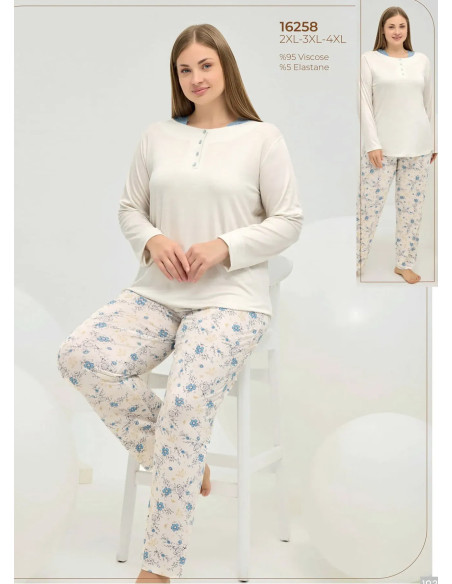 Женский Пижамный Комплект 2XL+3XL+4XL Sevim 16258 — турецкий текстиль оптом