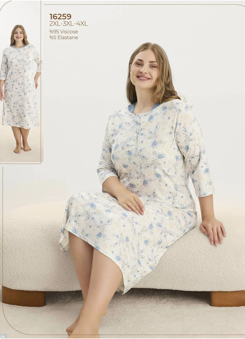 Женский Ночная Сорочка 2XL+3XL+4XL Sevim 16259 — фабричная коллекция оптом