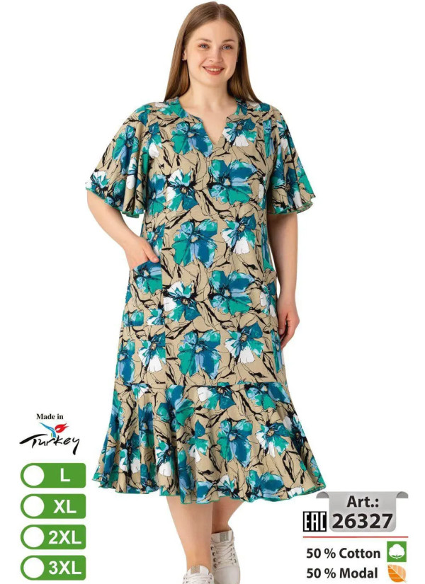 Платье Cotton-MODAL (L+XL+2XL+3XL) intensive 26327 — оптом для магазинов и бутиков