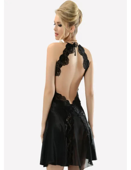 NBB 3223 Siyah Satin Nightdress — Turkish factory wholesale