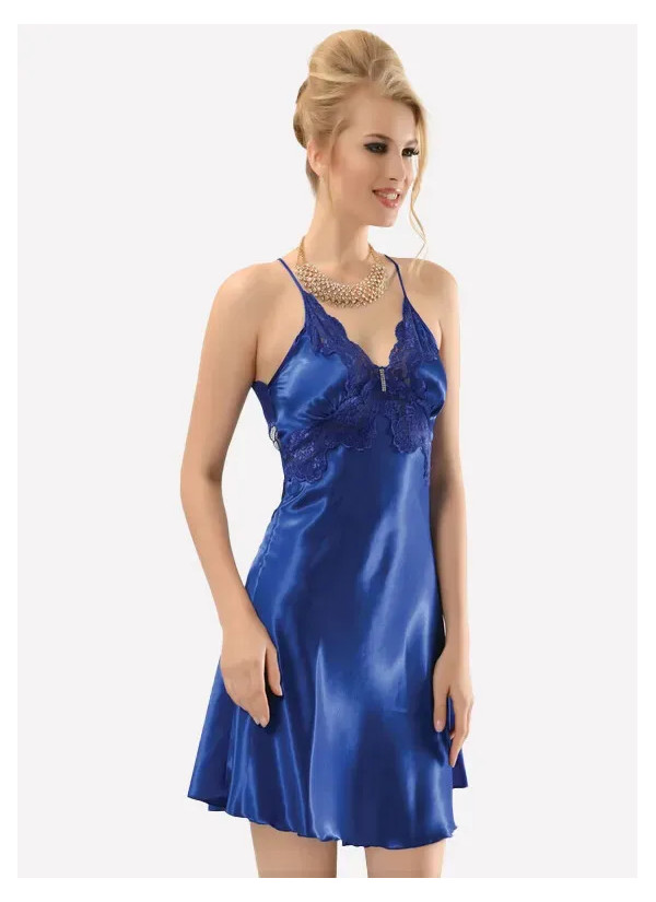 Women's Satin Nightdress with Open Back and Lace NBB 3223 Laci — factory-direct from Turkey