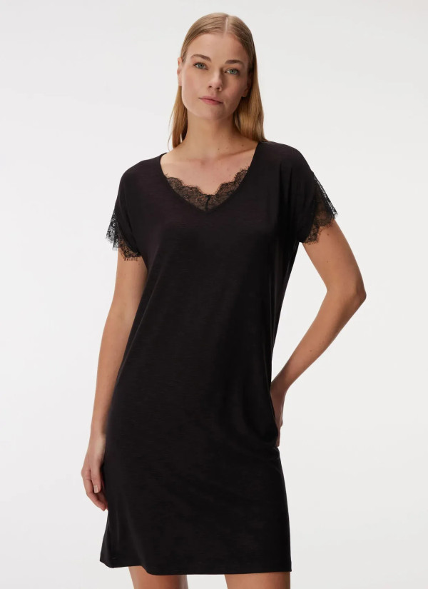 Viscose Nightdress with Lace Trim Anil 11427 — factory-direct from Turkey