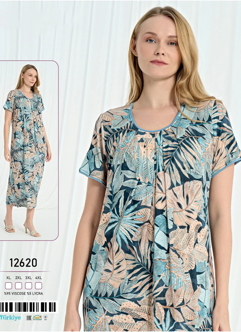Caroline 12620 Оптом Турция Фабрика Ночная Сорочка Вискоза (2XL+3XL+4XL+5XL) Caroline 12620 Купить Оптом с Турции