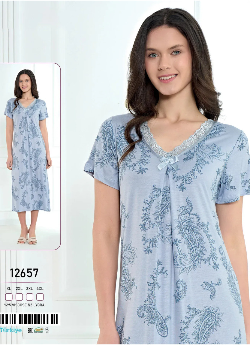 Ночная Сорочка Вискоза (XL+2XL+3XL+4XL) Caroline 12657 — купить оптом из Турции