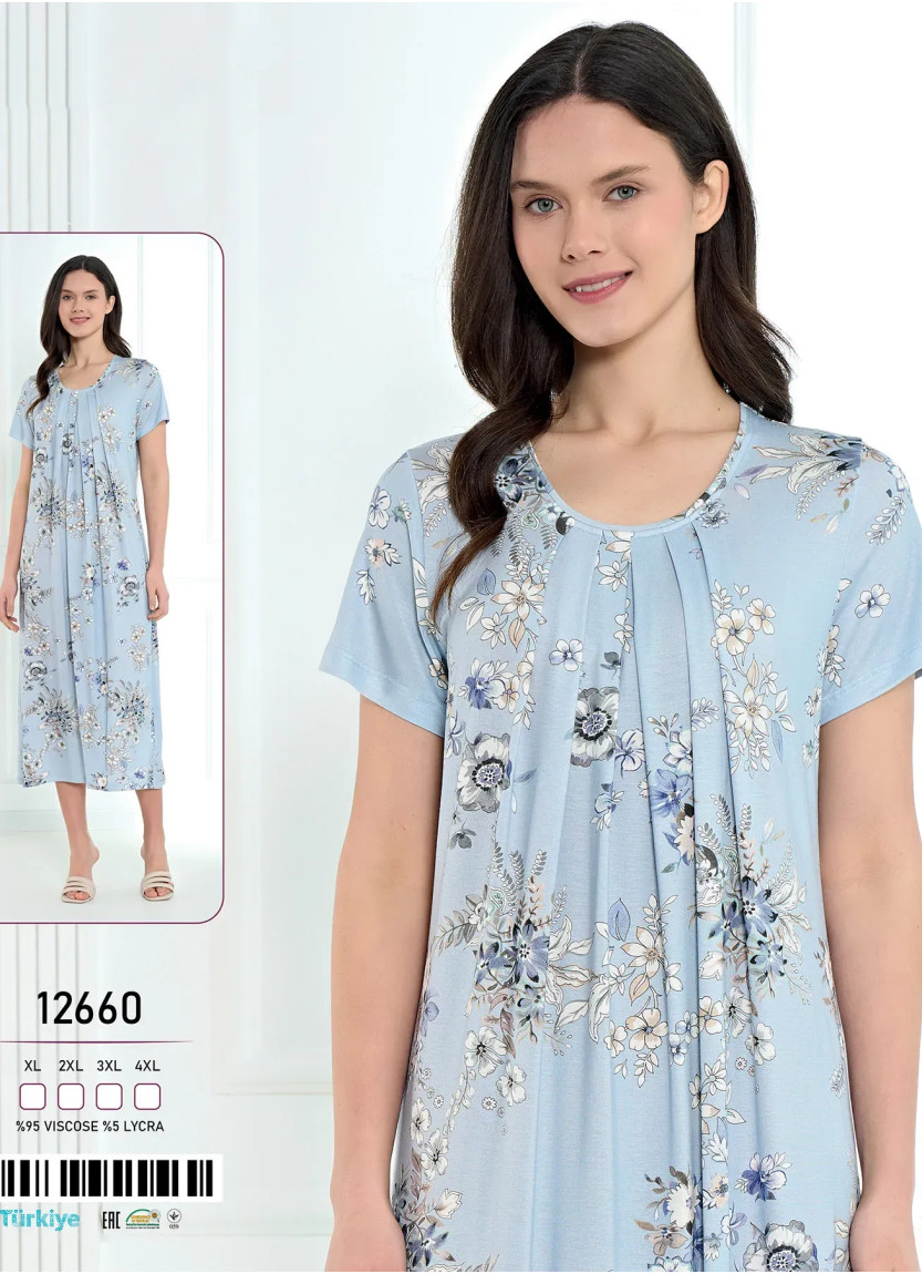 Caroline 12660 Оптом Турция Фабрика Ночная Сорочка Вискоза (XL+2XL+3XL+4XL) Caroline 12660 Купить Оптом с Турции