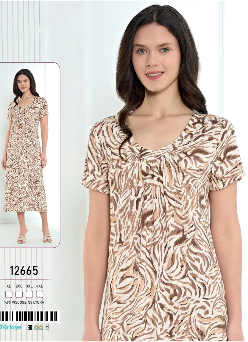 Viscose Nightdress (XL+2XL+3XL+4XL) Caroline 12665 — Turkish textile wholesale
