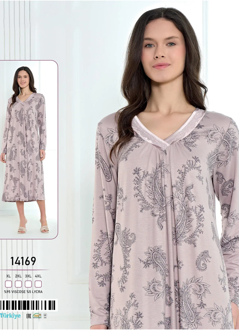 Ночная Сорочка Вискоза (XL+2XL+3XL+4XL) Caroline 14169 — купить оптом из Турции